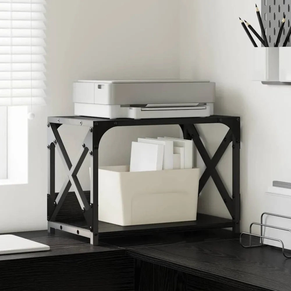 Appareils Électroniques-vidaXL Support d'imprimante Chêne noir 44 x 26 x 31.5 cm Chêne noir