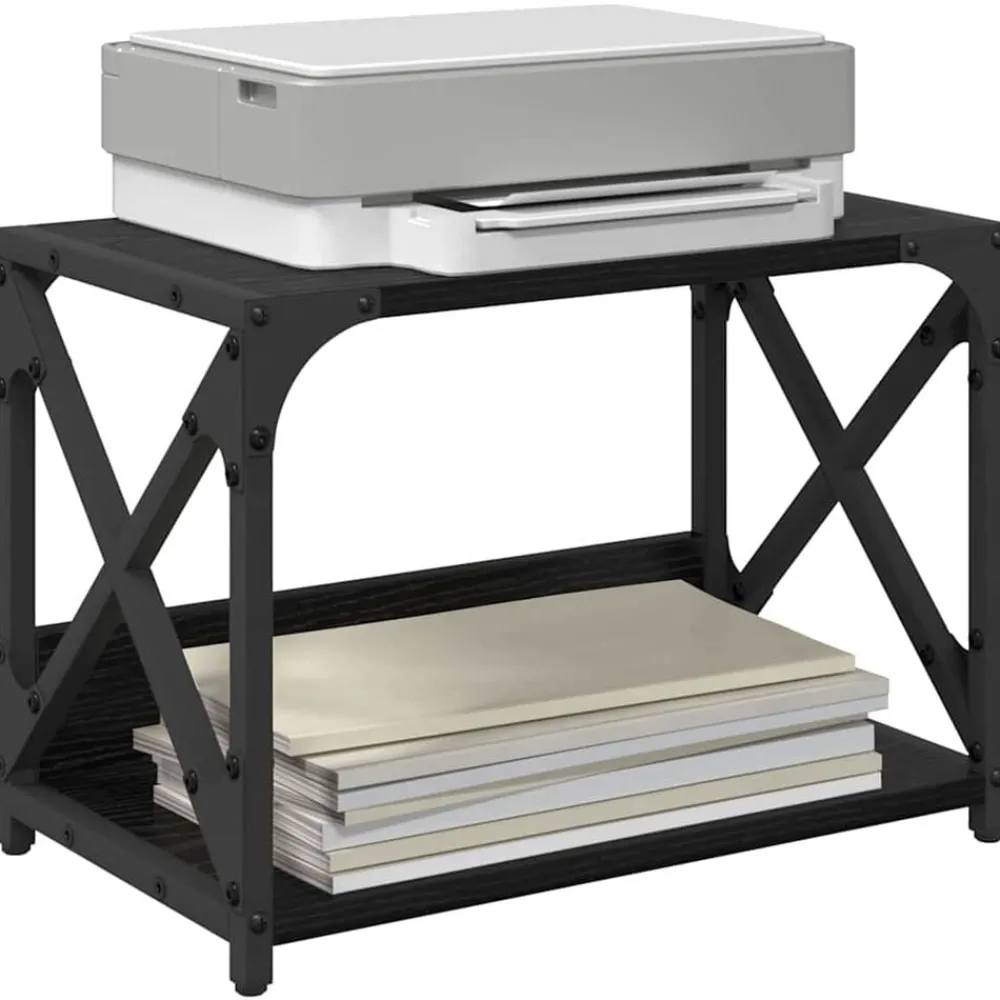 Appareils Électroniques-vidaXL Support d'imprimante Chêne noir 44 x 26 x 31.5 cm Chêne noir