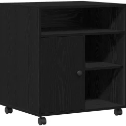 Appareils Électroniques-vidaXL Support d'imprimante avec stockage Chêne noir 60 x 50 x 67 cm Ch&ecirc;ne noir