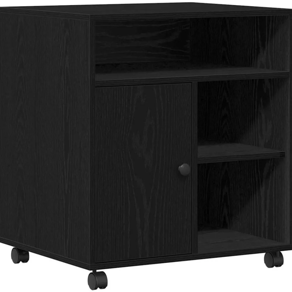 Appareils Électroniques-vidaXL Support d'imprimante avec stockage Chêne noir 60 x 50 x 67 cm Chêne noir