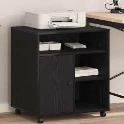 Appareils Électroniques-vidaXL Support d'imprimante avec stockage Chêne noir 60 x 50 x 67 cm Ch&ecirc;ne noir