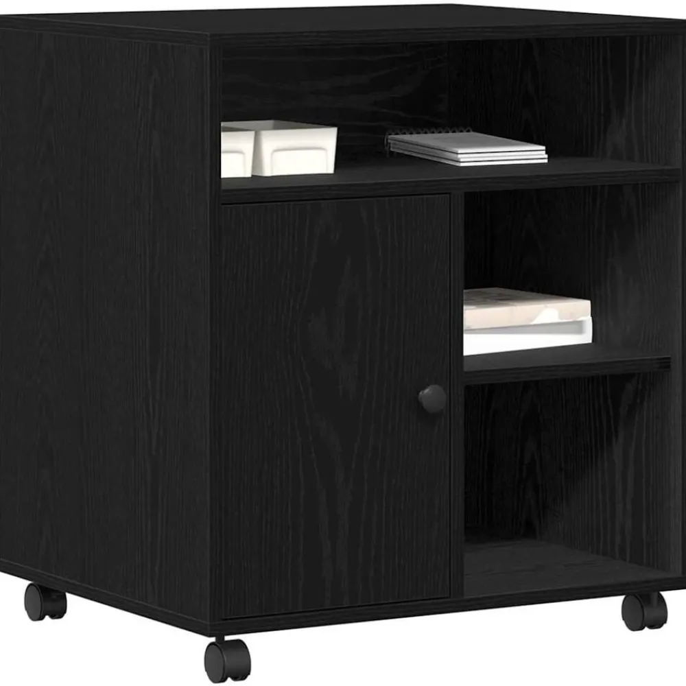 Appareils Électroniques-vidaXL Support d'imprimante avec stockage Chêne noir 60 x 50 x 67 cm Chêne noir