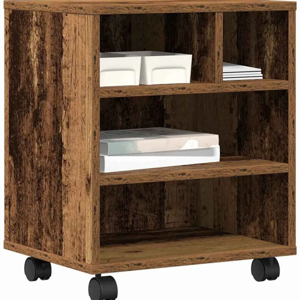 Appareils Électroniques-vidaXL Support d'imprimante avec stockage 41 x 32 x 48 cm Bois ancien