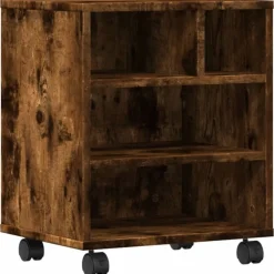Appareils Électroniques-vidaXL Support d'imprimante avec roulettes chêne fumé 41x32x48 cm Chêne fumé
