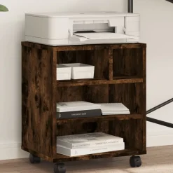 Appareils Électroniques-vidaXL Support d'imprimante avec roulettes chêne fumé 41x32x48 cm Ch&ecirc;ne fumé