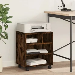 Appareils Électroniques-vidaXL Support d'imprimante avec roulettes chêne fumé 41x32x48 cm Chêne fumé