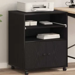 vidaXL Support d'imprimante avec stockage Chêne noir 60 x 48 x 74 cm