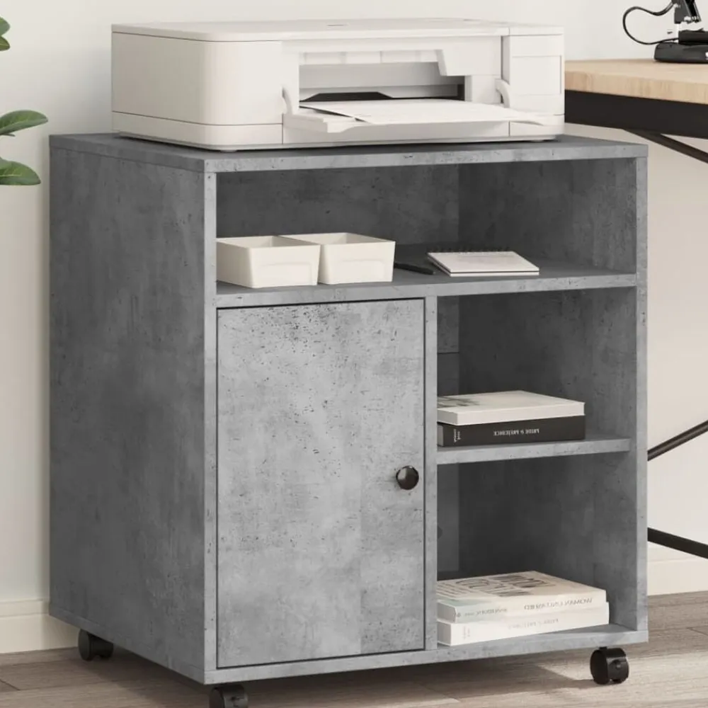 Appareils Électroniques-vidaXL Support d'imprimante avec roulettes 60x50x67 cm Gris béton