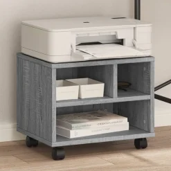 Appareils Électroniques-vidaXL Support d'imprimante avec roulettes 41x32x34,5 cm Sonoma gris