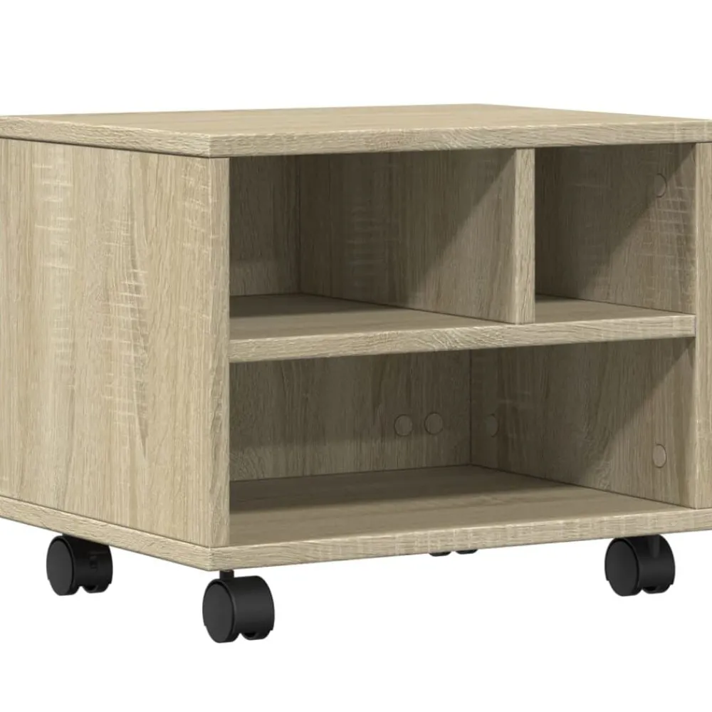 Appareils Électroniques-vidaXL Support d'imprimante avec roulettes chêne sonoma 41x32x34,5 cm Chêne sonoma