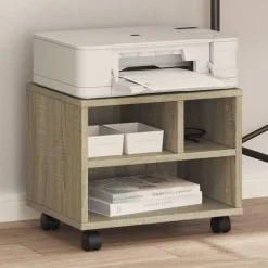 Appareils Électroniques-vidaXL Support d'imprimante avec roulettes chêne sonoma 41x32x34,5 cm Ch&ecirc;ne sonoma