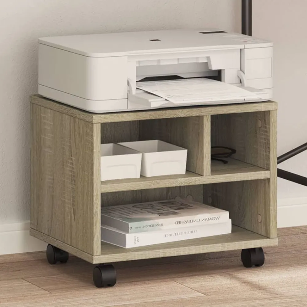 Appareils Électroniques-vidaXL Support d'imprimante avec roulettes chêne sonoma 41x32x34,5 cm Chêne sonoma