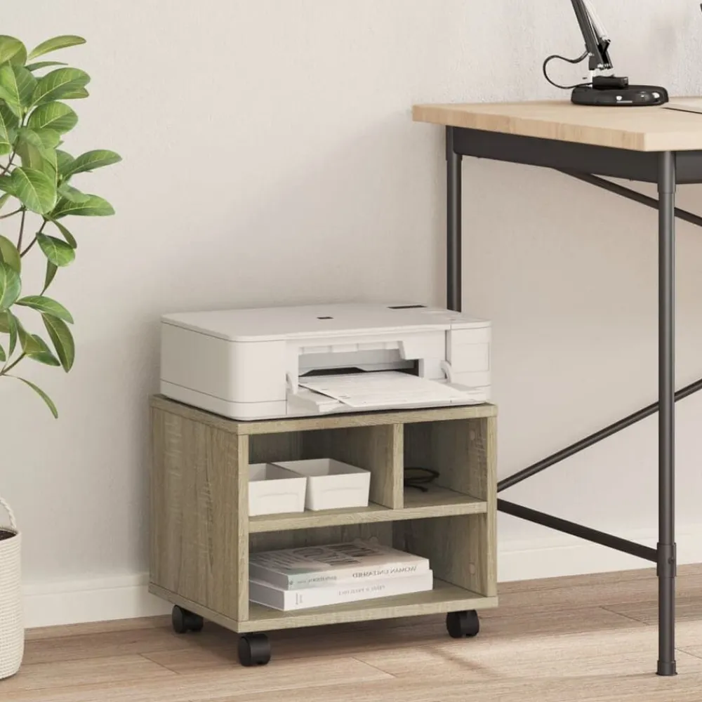 Appareils Électroniques-vidaXL Support d'imprimante avec roulettes chêne sonoma 41x32x34,5 cm Chêne sonoma