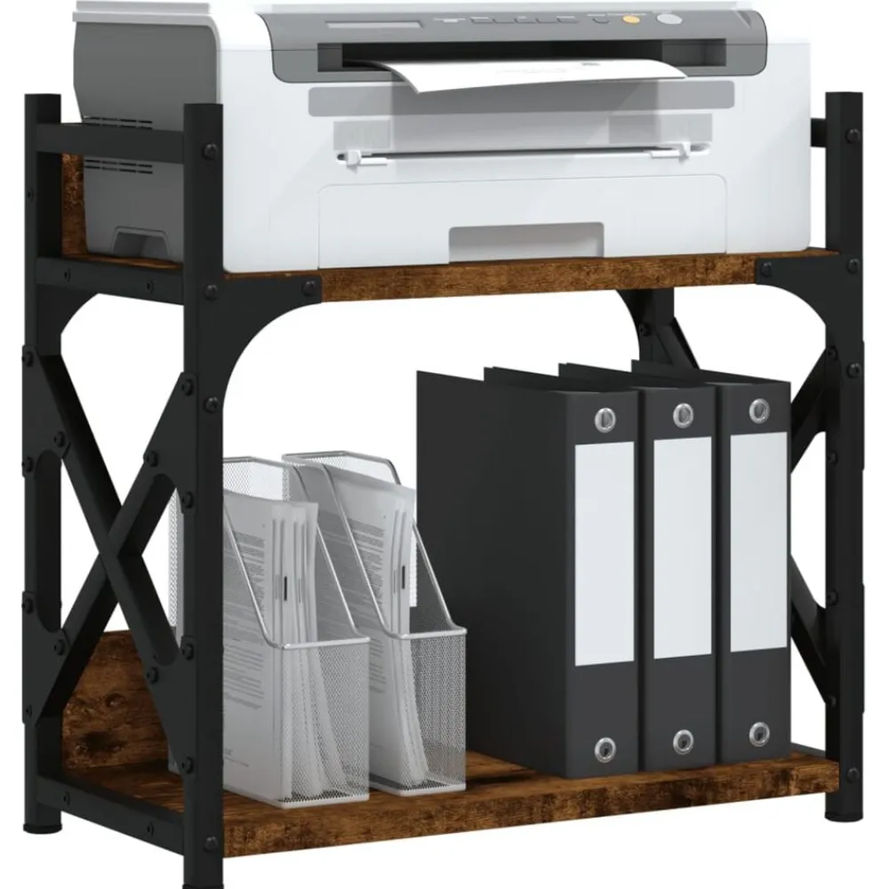 Appareils Électroniques-vidaXL Support d'imprimante à 2 niveaux chêne fumé 40x20x40 cm Chêne fumé