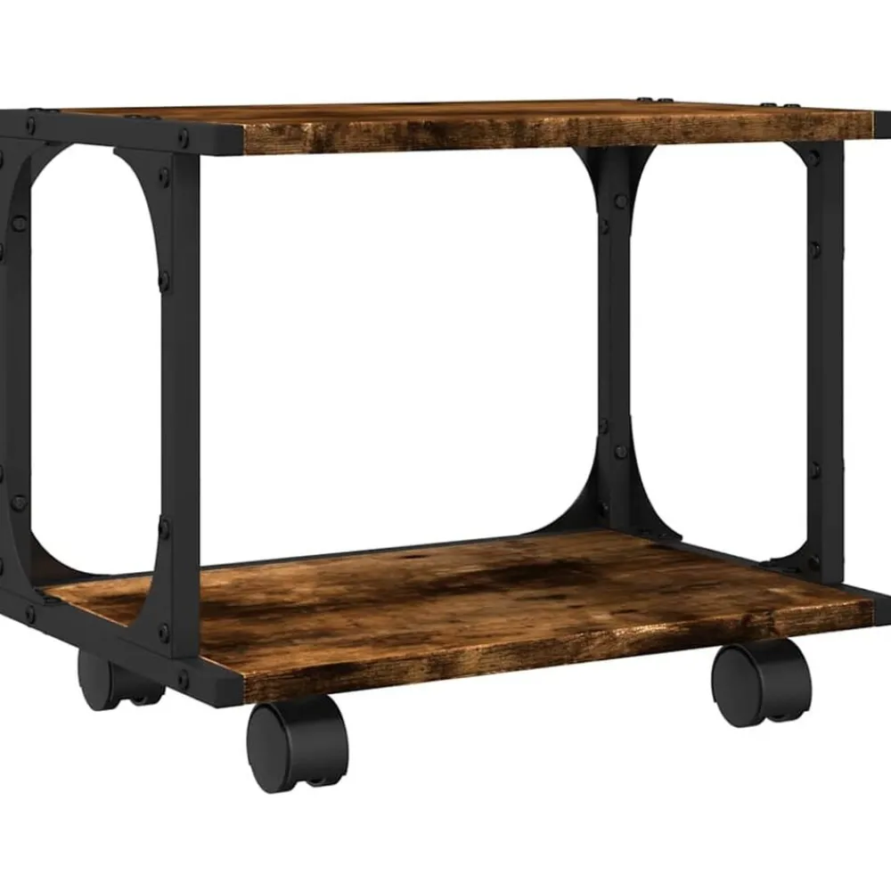 Appareils Électroniques-vidaXL Support d'imprimante à 2 niveaux chêne fumé 41x28x33,5 cm Chêne fumé