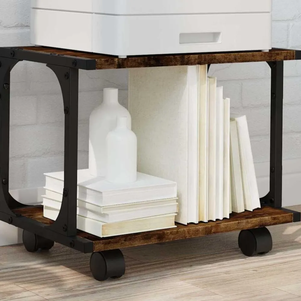 Appareils Électroniques-vidaXL Support d'imprimante à 2 niveaux chêne fumé 41x28x33,5 cm Chêne fumé