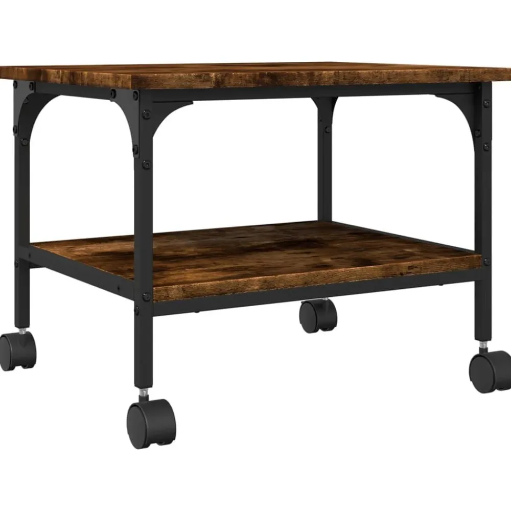 Appareils Électroniques-vidaXL Support d'imprimante à 2 niveaux chêne fumé 50x40x38 cm Chêne fumé