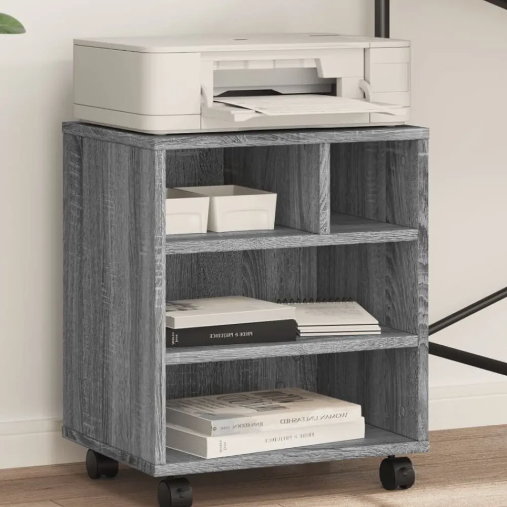 Appareils Électroniques-vidaXL Support d'imprimante avec roulettes 41x32x48 cm Sonoma gris