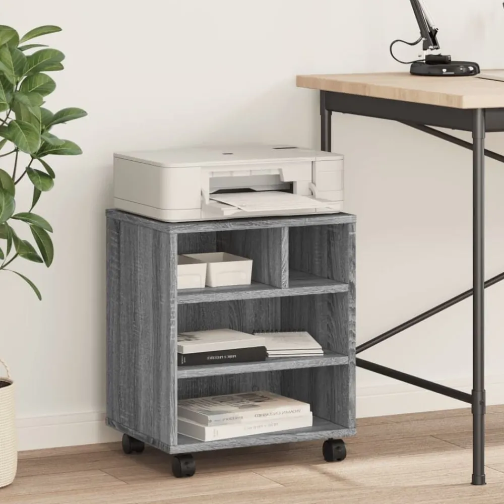 Appareils Électroniques-vidaXL Support d'imprimante avec roulettes 41x32x48 cm Sonoma gris