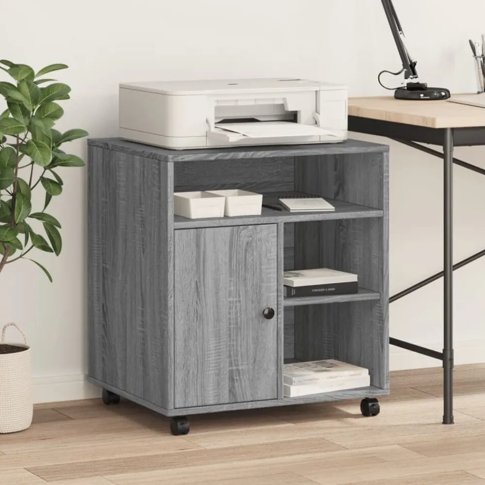 Appareils Électroniques-vidaXL Support d'imprimante avec roulettes 60x50x67 cm Sonoma gris