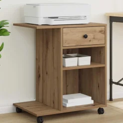 vidaXL Support d'imprimante Uni Chêne artisan 60 x 40 x 68,5 cm