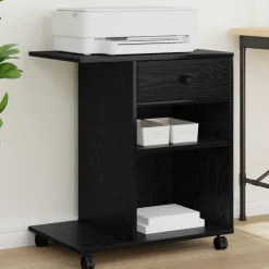 vidaXL Support d'imprimante avec tiroir Chêne noir 60 x 40 x 68,5 cm