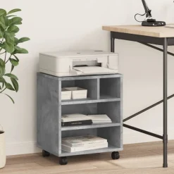 Appareils Électroniques-vidaXL Support d'imprimante avec roulettes 41x32x48 cm Gris béton