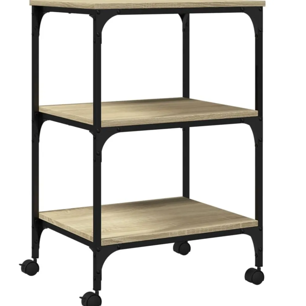 vidaXL Support d'imprimante 3 niveaux chêne sonoma 50x41x75 cm