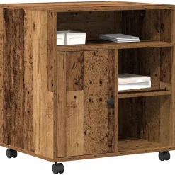 Appareils Électroniques-vidaXL Support d'imprimante avec stockage 60 x 50 x 67 cm Bois ancien