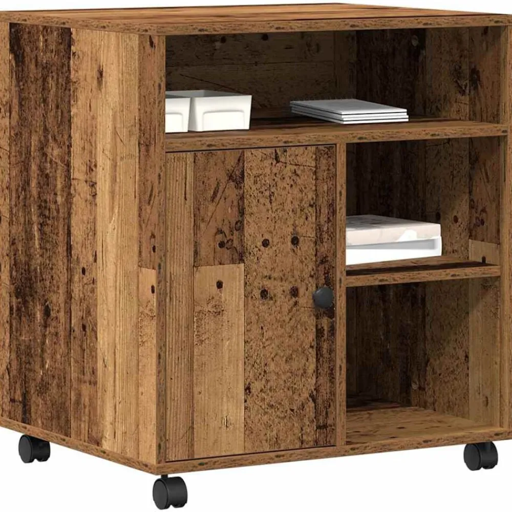 Appareils Électroniques-vidaXL Support d'imprimante avec stockage 60 x 50 x 67 cm Bois ancien