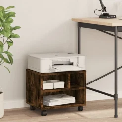 vidaXL Support d'imprimante avec roulettes chêne fumé 41x32x34,5 cm