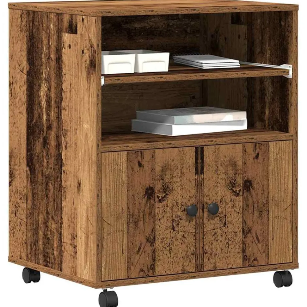 Appareils Électroniques-vidaXL Support d'imprimante avec stockage 60 x 48 x 74 cm Bois ancien