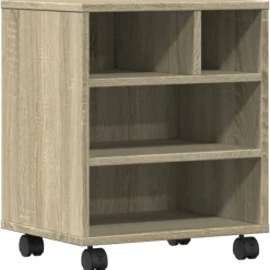 vidaXL Support d'imprimante avec roulettes chêne sonoma 41x32x48 cm