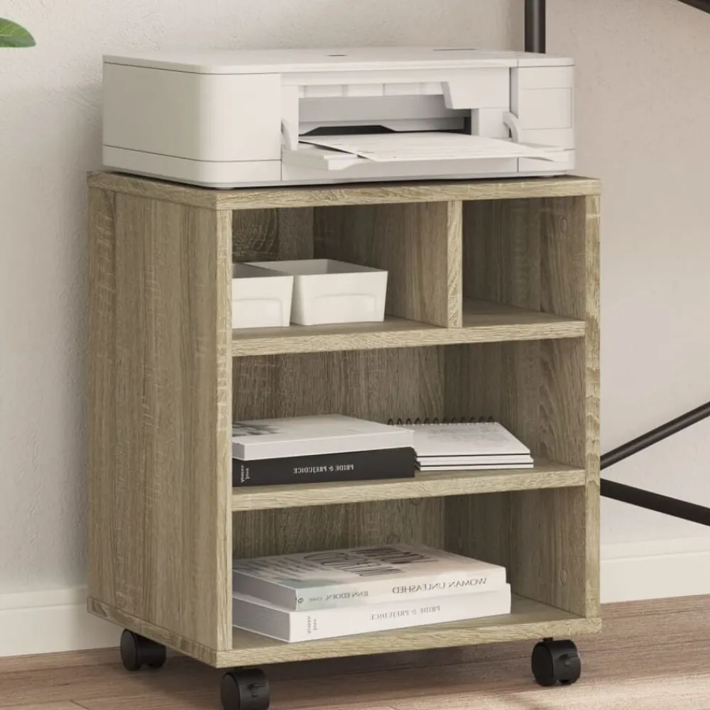 vidaXL Support d'imprimante avec roulettes chêne sonoma 41x32x48 cm