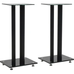 vidaXL Support haut-parleur 2pc Verre trempé Design 2 colonnes
