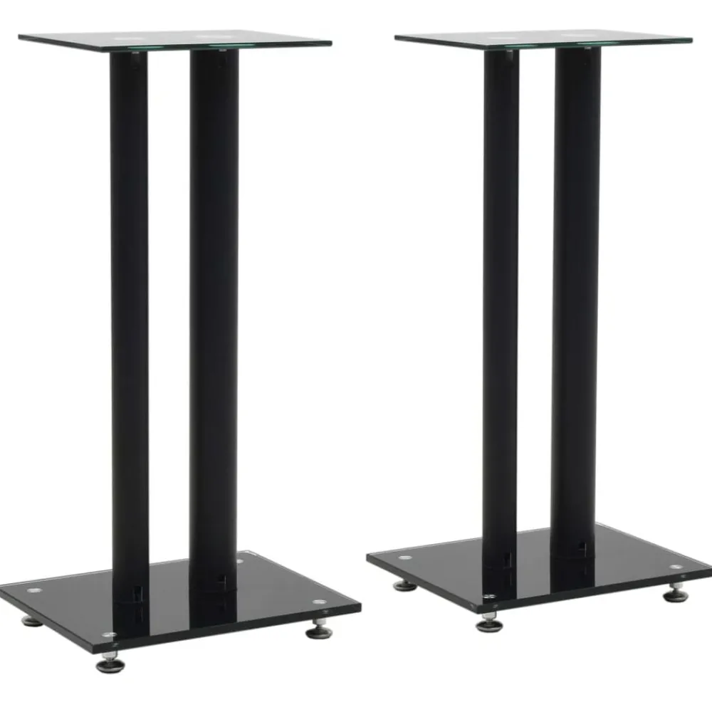 vidaXL Support haut-parleur 2pc Verre trempé Design 2 colonnes