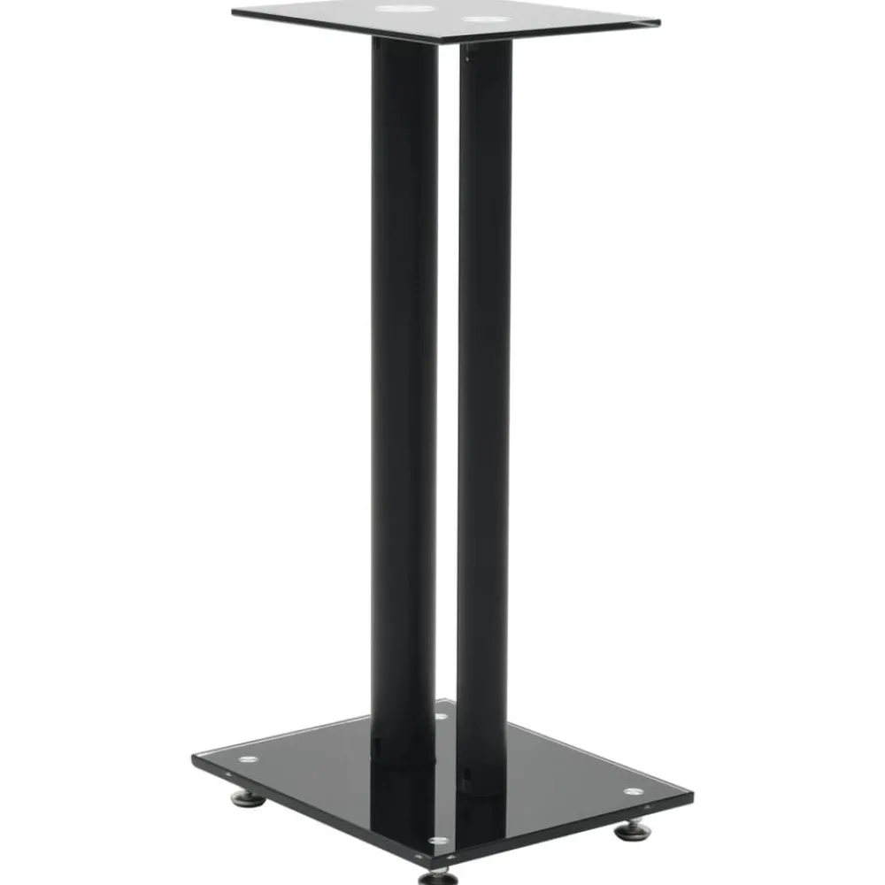 vidaXL Support haut-parleur 2pc Verre trempé Design 2 colonnes