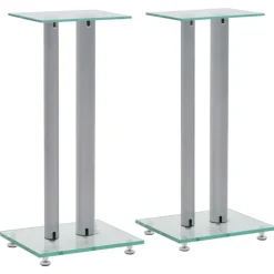 vidaXL Support haut-parleur 2pc Verre trempé Design 2 colonnes é