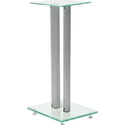 vidaXL Support haut-parleur 2pc Verre trempé Design 2 colonnes é