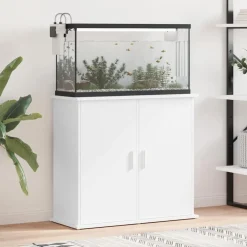 Articles Pour Animaux De Compagnie-vidaXL Support pour aquarium 81x36x73 cm bois d'ingénierie Blanc