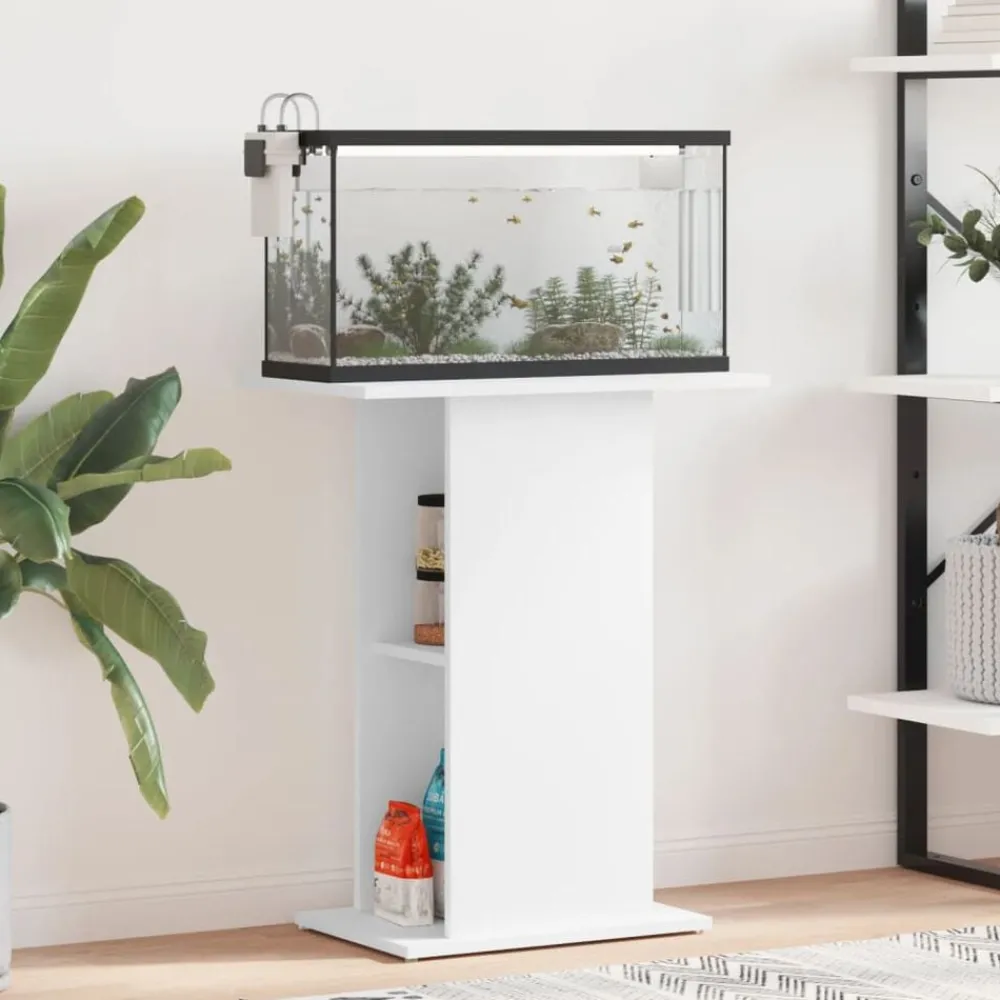 Articles Pour Animaux De Compagnie-vidaXL Support pour aquarium 60,5x36x72,5 cm bois d'ingénierie Blanc