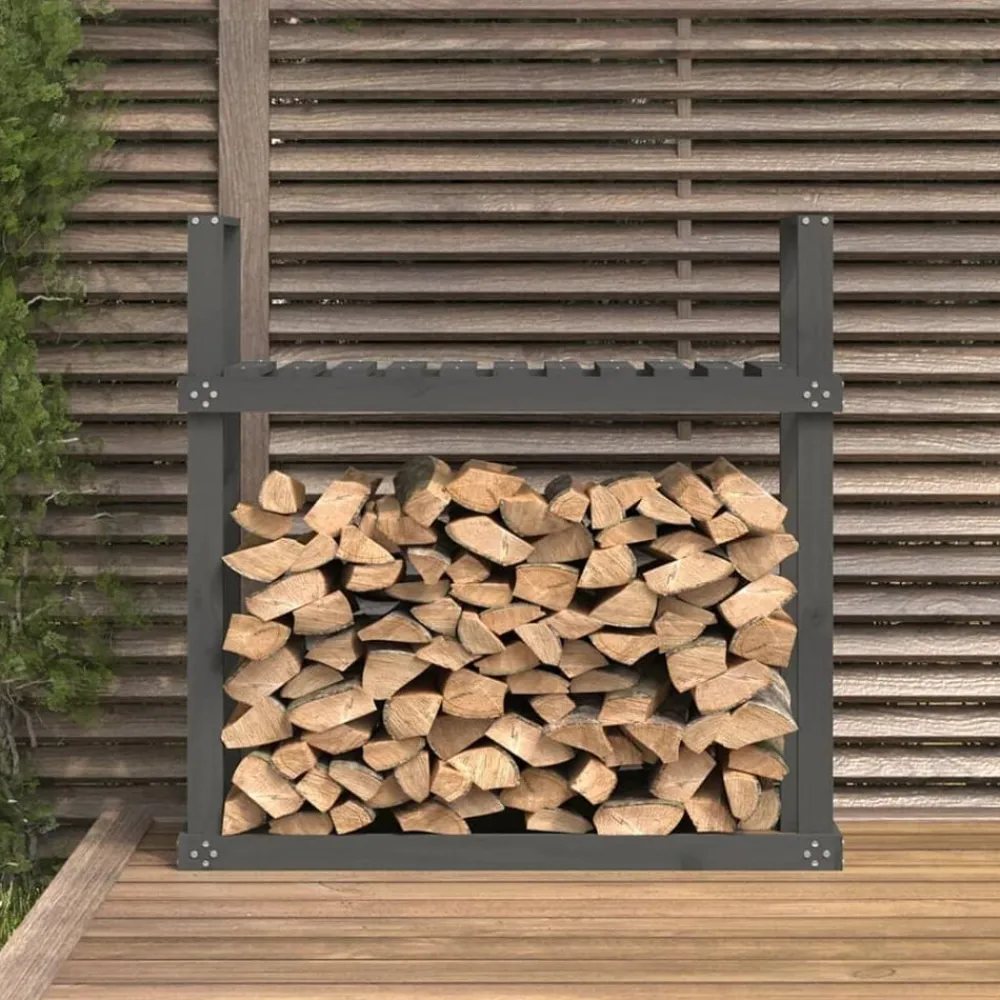 Accessoires Pour Cheminées & Poêles À Bois-vidaXL Support pour bois de chauffage Gris 110x35x108,5 cm Bois de pin Pin gris