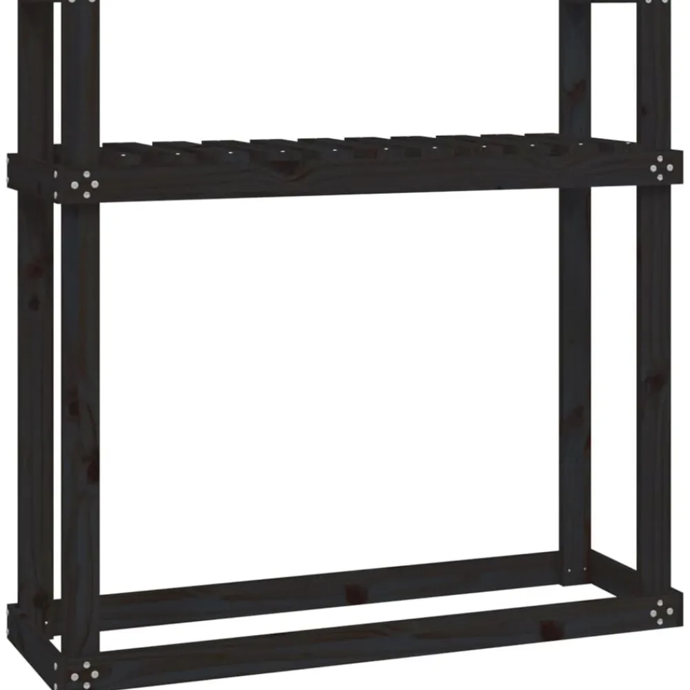 Accessoires Pour Cheminées & Poêles À Bois-vidaXL Support pour bois de chauffage Noir 110x35x108,5 cm Bois de pin Pin noir