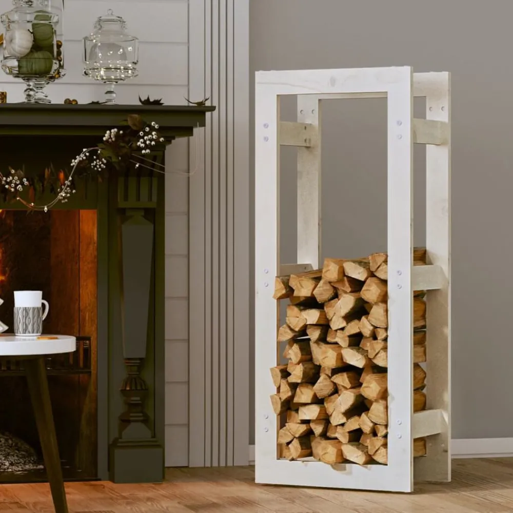 Accessoires Pour Cheminées & Poêles À Bois-vidaXL Support pour bois de chauffage 41x25x100 cm Bois de pin Blanc