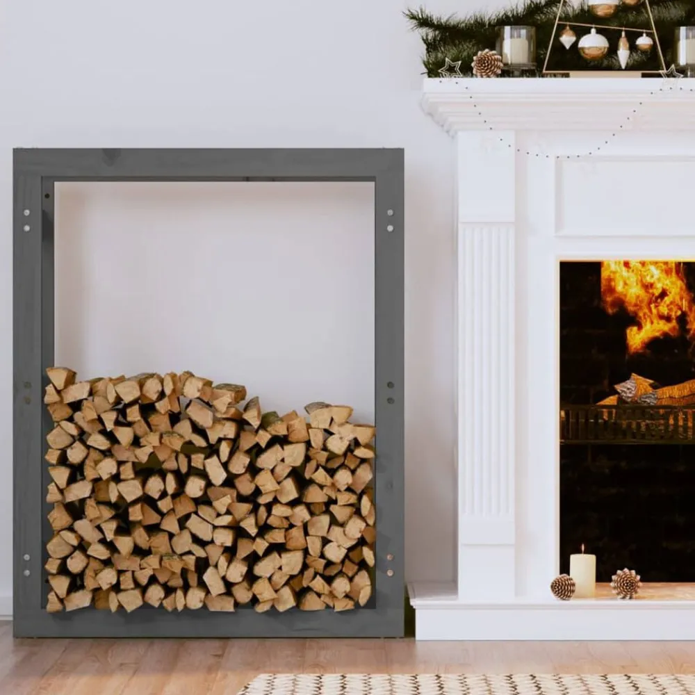 Accessoires Pour Cheminées & Poêles À Bois-vidaXL Support pour bois de chauffage 80x25x100 cm Bois de pin Gris