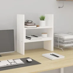 Appareils Électroniques-vidaXL Support pour moniteur (39-72)x17x43 cm Bois de pin solide Blanc