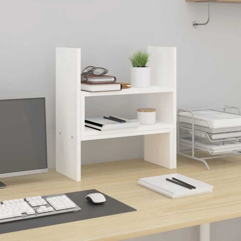 Appareils Électroniques-vidaXL Support pour moniteur (39-72)x17x43 cm Bois de pin solide Blanc