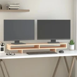 Appareils Électroniques-vidaXL Support pour moniteur 100x27x14 cm Bois de pin solide Naturel