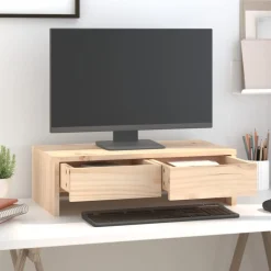 Appareils Électroniques-vidaXL Support pour moniteur 50x27x15 cm Bois de pin solide Naturel