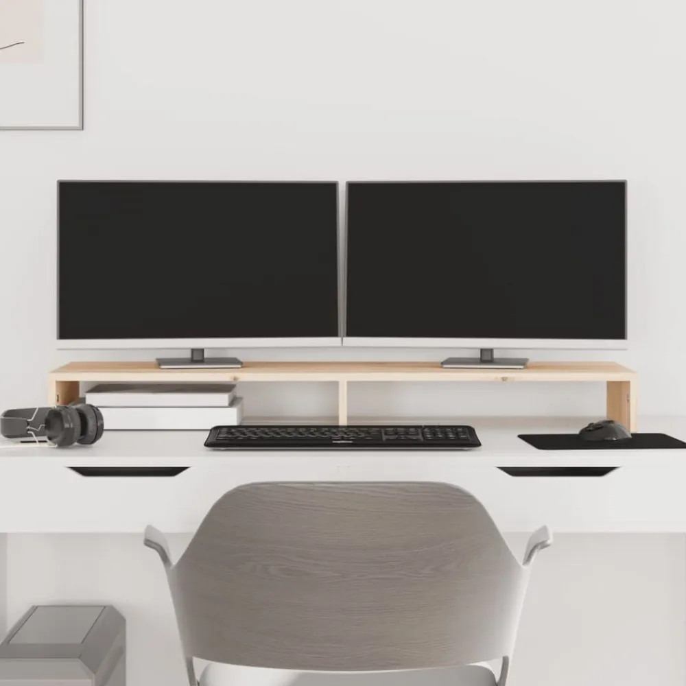 vidaXL Support pour moniteur 100x27x10 cm Bois de pin solide